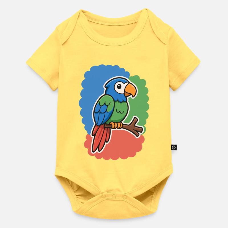 oiseau mignon, petit perroquet - Body à manches courtes Premium Bébé - jaune pastel