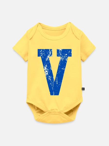 Letter v Sport Retro - Baby Premium Kurzarmbody - Pastellgelb