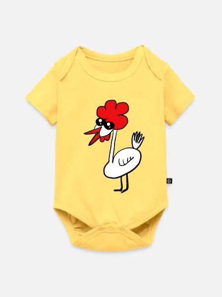 Huhn Hühner Geflügel lustig  - Baby Premium Kurzarmbody - Pastellgelb