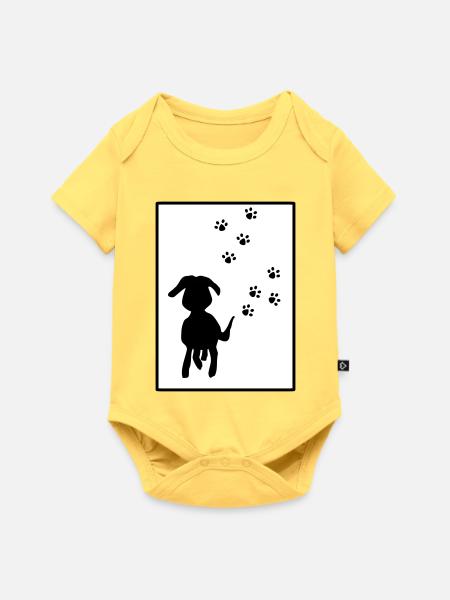 Pfotenspuren: Hundesilhouette - Baby Premium Kurzarmbody - Pastellgelb