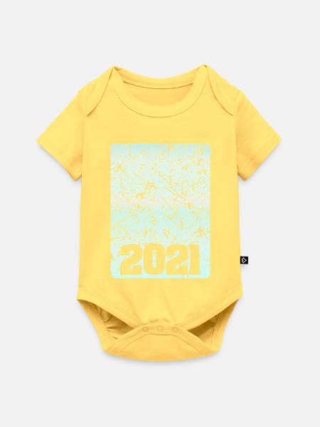 Zahl 2021 - Baby Premium Kurzarmbody - Pastellgelb