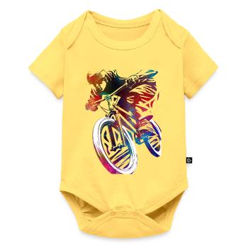 A colorful bicycle in abstraction - Baby Premium short-sleeve bodysuit - sky yellow - Front