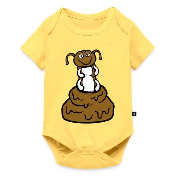 Drôle de chenille, merde, caca, tas, dégoût, caca - Body à manches courtes Premium Bébé - jaune pastel - Devant