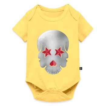 Glitter Skull – Love & Stars, metallic Look - Baby Premium short-sleeve bodysuit - sky yellow - Front