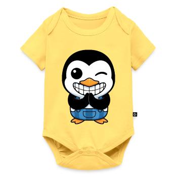 Cute Cartoon Penguin Smile Artfully Funny - Baby Premium short-sleeve bodysuit - sky yellow - Front