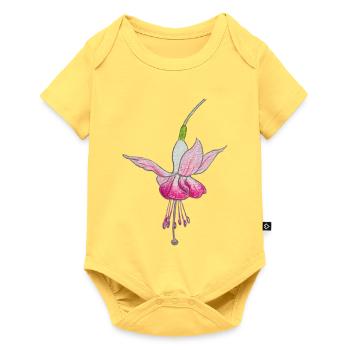 Fuchsienblüte - Baby Premium Kurzarmbody - Pastellgelb - Vorne