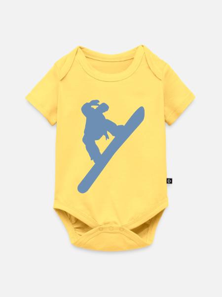 Minimalistischer Snowboarder Wintersport - Baby Premium Kurzarmbody - Pastellgelb