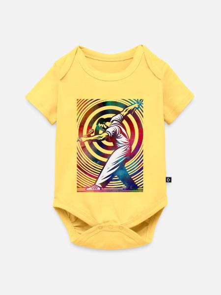 Golfer in einem bunten Strudel - Baby Premium Kurzarmbody - Pastellgelb