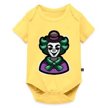 Portrait de dessin animé du Mime Clown Vert - Body à manches courtes Premium Bébé - jaune pastel - Devant