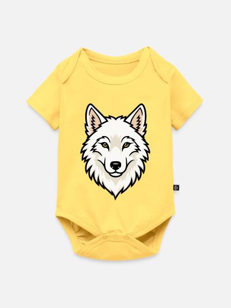 Polarwolf Kopf Arktis Wildnis Natur - Baby Premium Kurzarmbody - Pastellgelb