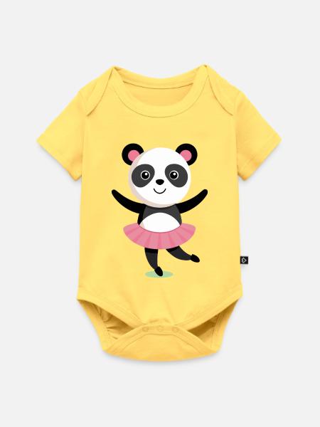 Tanzende Panda mit Tutu - Baby Premium Kurzarmbody - Pastellgelb