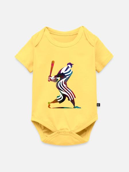 Farbenfroher Baseballspieler - Baby Premium Kurzarmbody - Pastellgelb