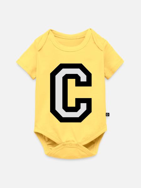 Buchstabe C - Baby Premium Kurzarmbody - Pastellgelb