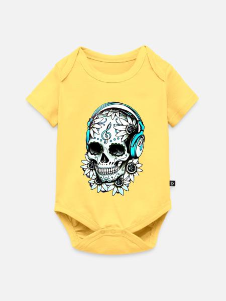 Musik Skull - Baby Premium Kurzarmbody - Pastellgelb