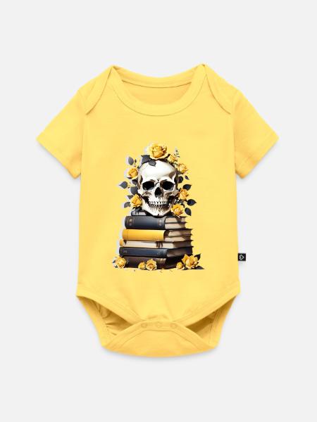 Bücherstapel mit Schädel - Baby Premium Kurzarmbody - Pastellgelb