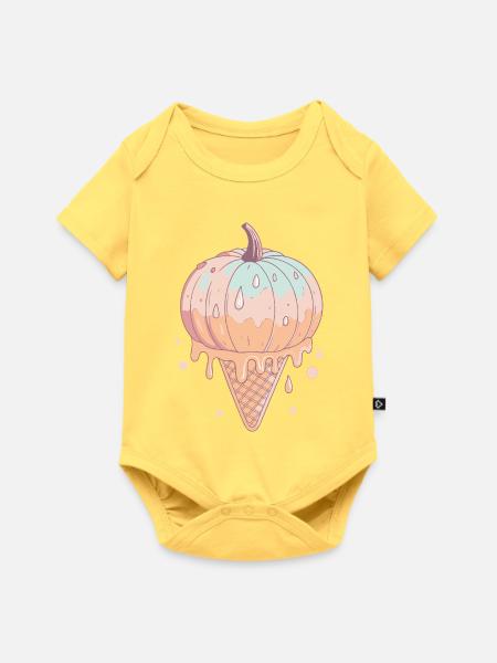 Pastellfarbener glasierter Kürbis - Baby Premium Kurzarmbody - Pastellgelb