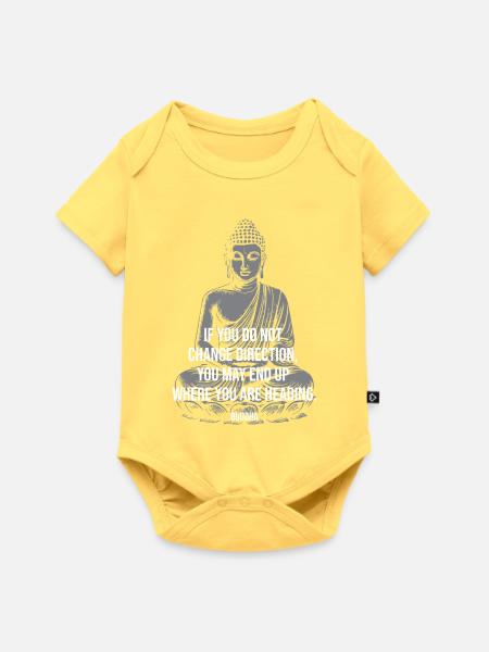 Buddha-Richtungswechsel-Erinnerung - Baby Premium Kurzarmbody - Pastellgelb