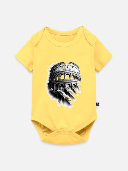 Graviertes Kolosseum und spektrale Treppe - Baby Premium Kurzarmbody - Pastellgelb