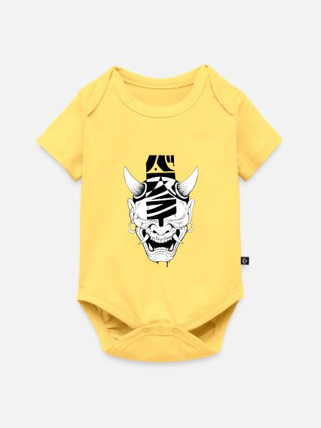Dämonenmaske - Baby Premium Kurzarmbody - Pastellgelb