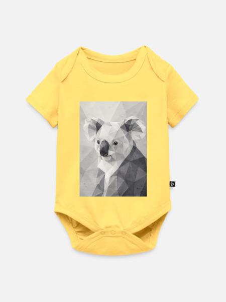 Geometrischer Koala Polygon Art  - Baby Premium Kurzarmbody - Pastellgelb