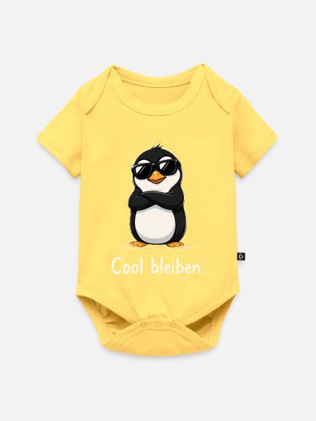 Kühler Pinguin mit Sonnenbrille - Baby Premium Kurzarmbody - Pastellgelb