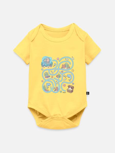Mermaid Treasure Adventure Interaktives Labyrinth - Baby Premium Kurzarmbody - Pastellgelb