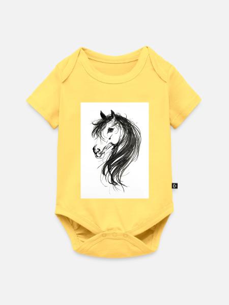 Pferdekopf gemalt - Baby Premium Kurzarmbody - Pastellgelb