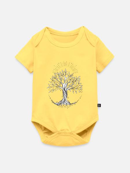 Ahnenbaum in schwarzer Tinte - Baby Premium Kurzarmbody - Pastellgelb
