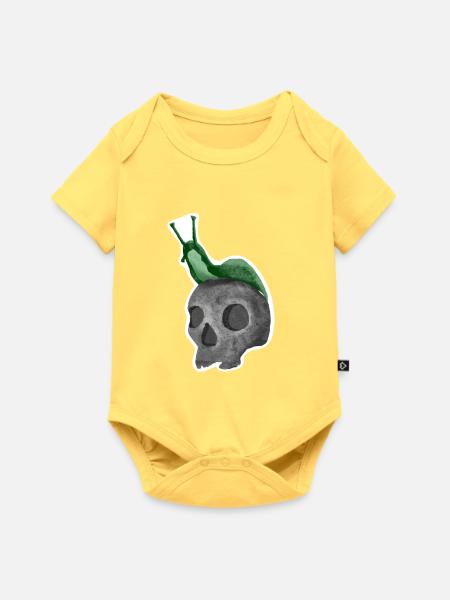 Schädel mit Schnecke - Baby Premium Kurzarmbody - Pastellgelb