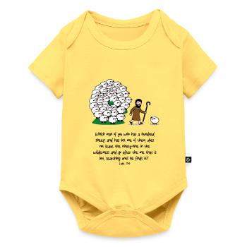 Hirte und Herde: komische Szene - Baby Premium Kurzarmbody - Pastellgelb - Vorne