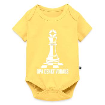 Opa Denkt Voraus – Schach König Zahnrad Design - Baby Premium Kurzarmbody - Pastellgelb - Vorne