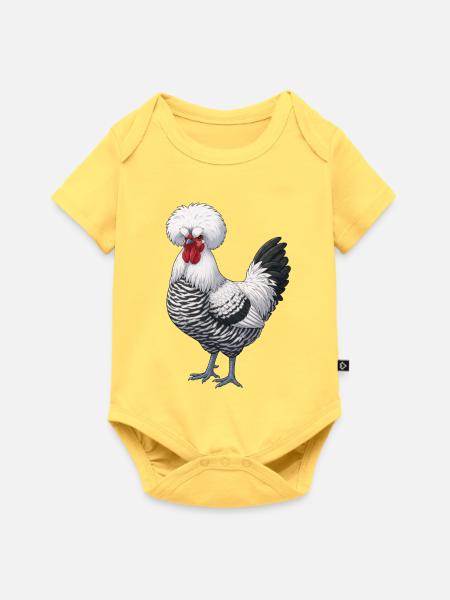 Holländer Haubenhuhn - Baby Premium Kurzarmbody - Pastellgelb