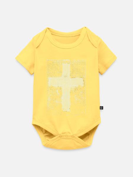 Kreuz-Halftone Textur - Baby Premium Kurzarmbody - Pastellgelb