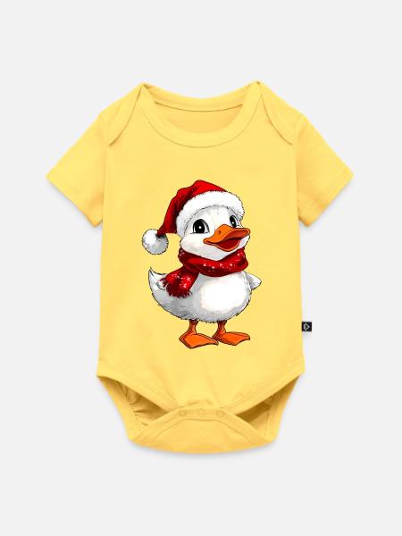 Weisses Entchen Weihnachten - Baby Premium Kurzarmbody - Pastellgelb