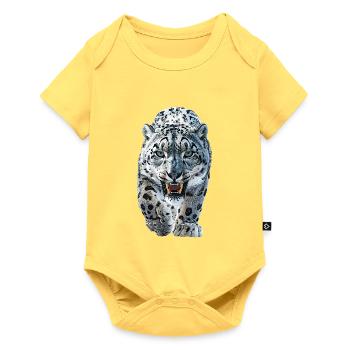 Schneeleopard - Baby Premium Kurzarmbody - Pastellgelb - Vorne