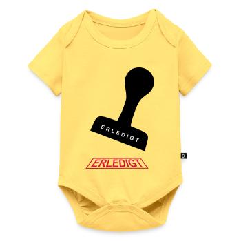 Gestempelt statt gestresst - Baby Premium Kurzarmbody - Pastellgelb - Vorne