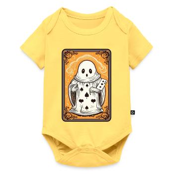 Tarot Karte Geist mit Pik Ass Karte - Baby Premium Kurzarmbody - Pastellgelb - Vorne