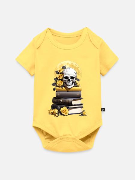 Bücherstapel mit Schädel - Baby Premium Kurzarmbody - Pastellgelb