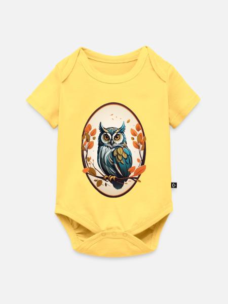 Nachtvogel Eule - Baby Premium Kurzarmbody - Pastellgelb
