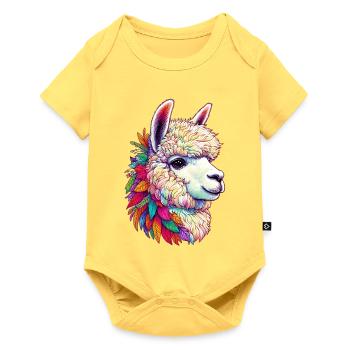 Alpaka - Baby Premium Kurzarmbody - Pastellgelb - Vorne