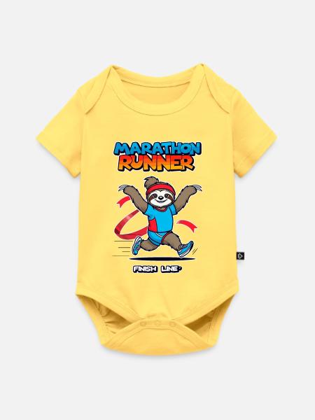 Faultier Marathonläufer - Baby Premium Kurzarmbody - Pastellgelb