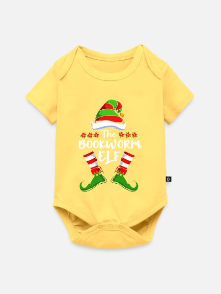 Elfe Elf Weihnachtsgeschenk Bücher Lesen - Baby Premium Kurzarmbody - Pastellgelb