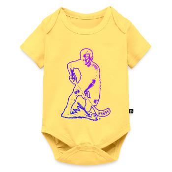Un motif de floorball clair pour chaque jour - Body à manches courtes Premium Bébé - jaune pastel - Devant