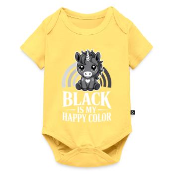 Monochrome Unicorn Joy - Baby Premium Kurzarmbody - Pastellgelb - Vorne
