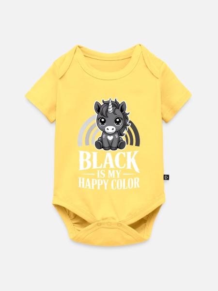 Monochrome Unicorn Joy - Baby Premium Kurzarmbody - Pastellgelb