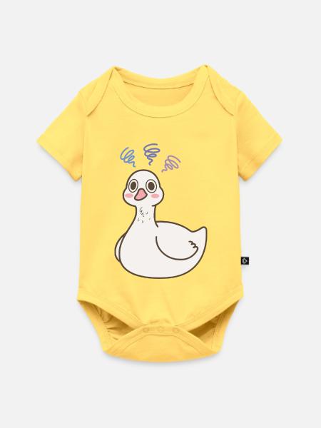 Quakende Spiralen-Ente - Baby Premium Kurzarmbody - Pastellgelb