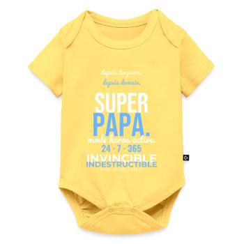 Papa Héros 24/7 - Body à manches courtes Premium Bébé - jaune pastel - Devant