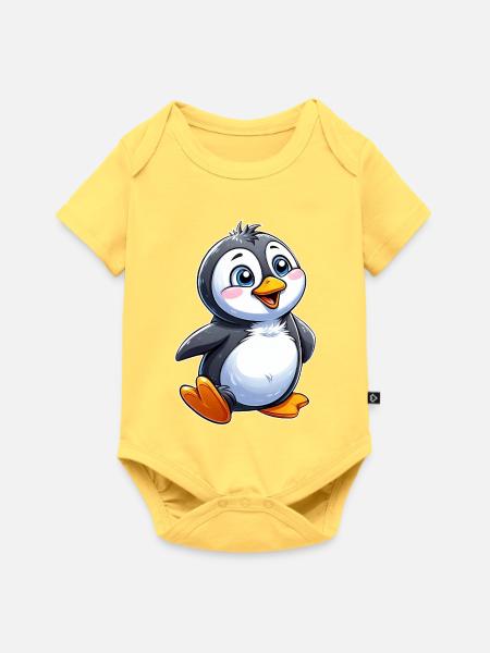 Kuschelpinguin Charme - Baby Premium Kurzarmbody - Pastellgelb