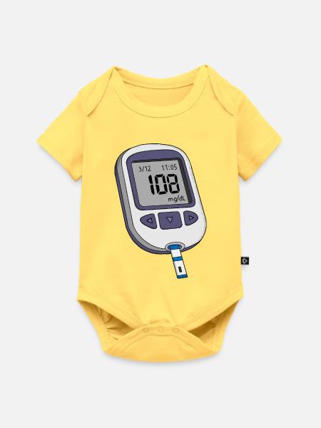 Glukosemessgerät - Baby Premium Kurzarmbody - Pastellgelb