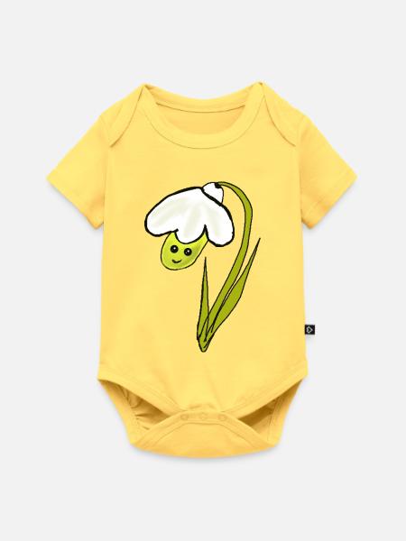 Frühling Blume Schneeglöckchen - Baby Premium Kurzarmbody - Pastellgelb